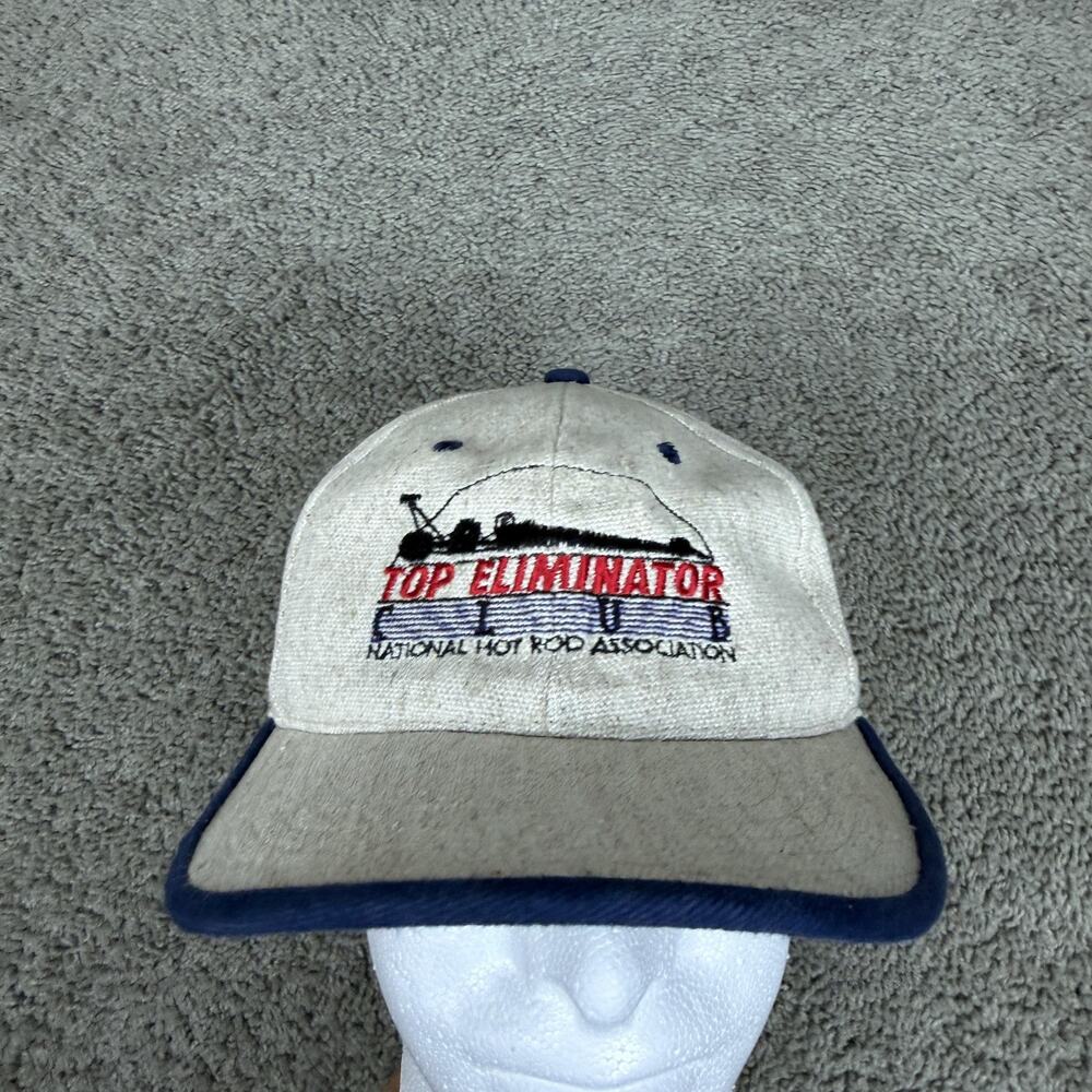 Vintage Dog Daze Top Eliminator NHRA Hat Cap Strap Back Mens One Size Beige 90s